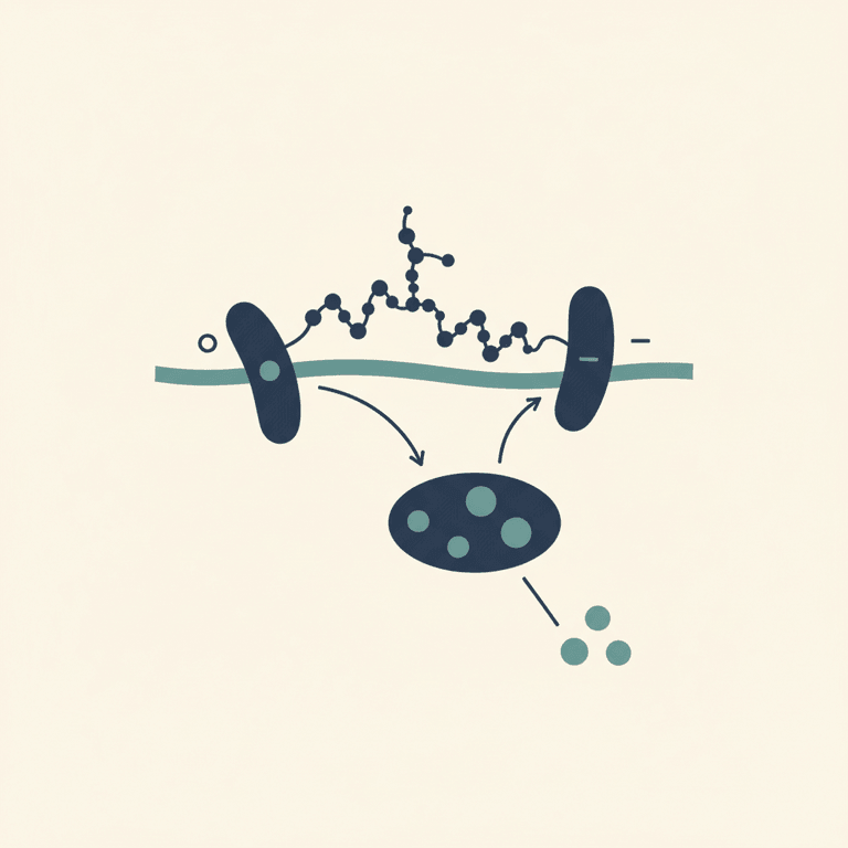 Schematic of tirzepatide engaging both the GIP and GLP-1 receptors on a cell membrane, with downstream signaling.